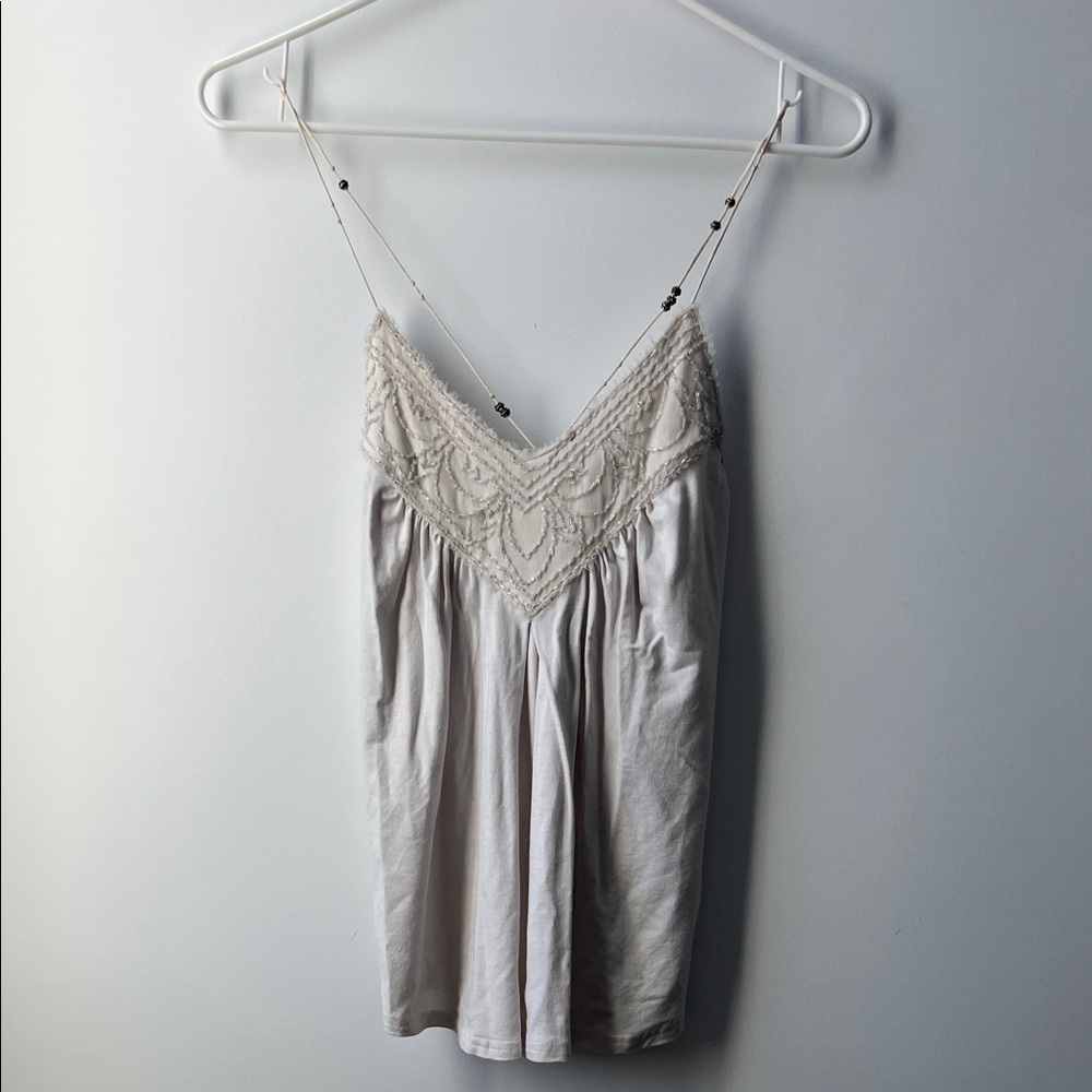 Ivory Beaded V-Neck Camisole